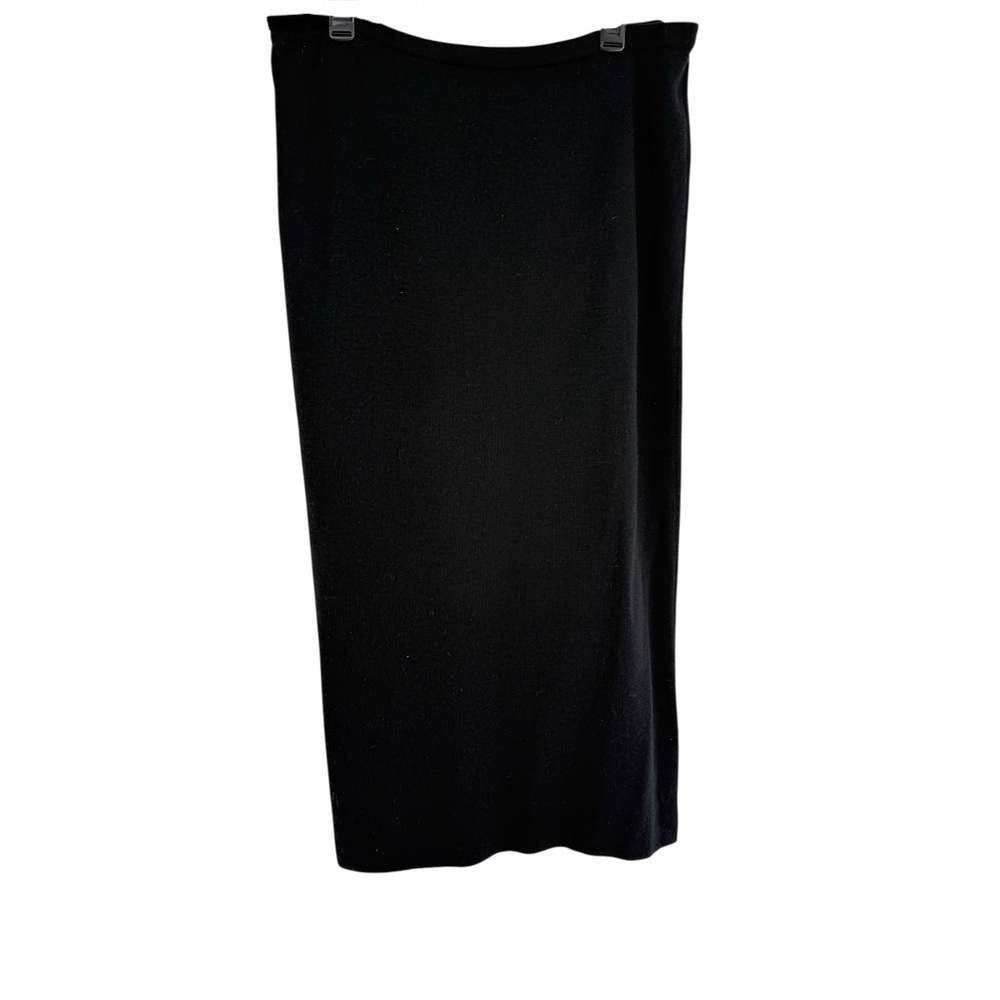 Talbots Black Sweater Midi Skirt Straight Wool Size L Petite Pull On Stretch